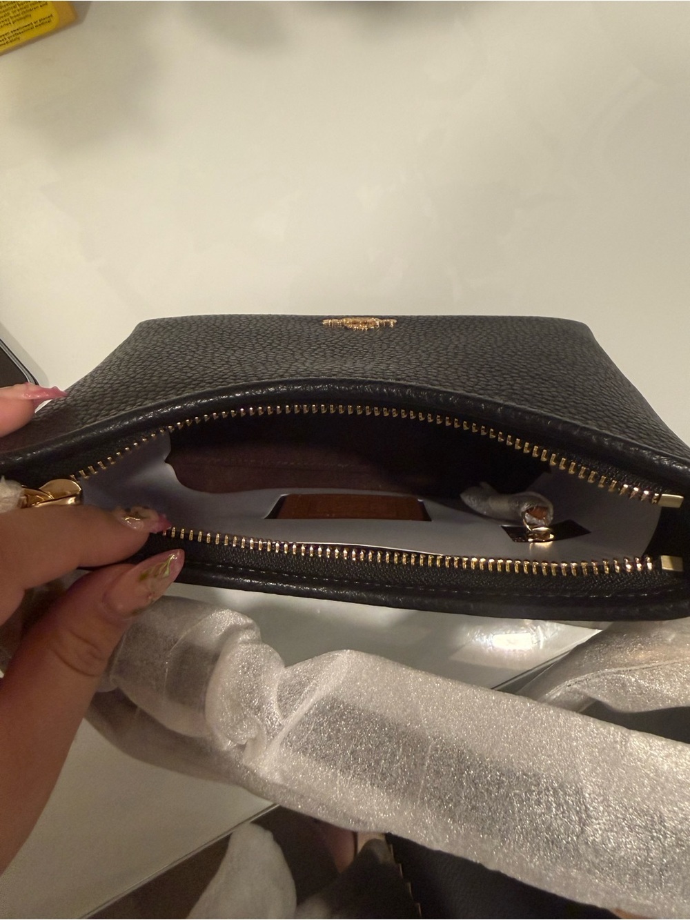 Coach Black Pebbled Leather Crossbody with Gold Hardware - Picture 4 of 5
